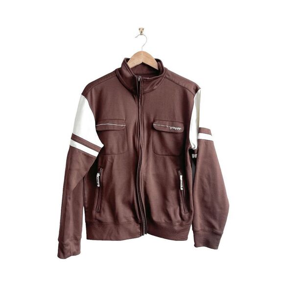 Y2K Groggy Jacket Zip Up Brown White Men's Size Medium - Picture 1 of 6